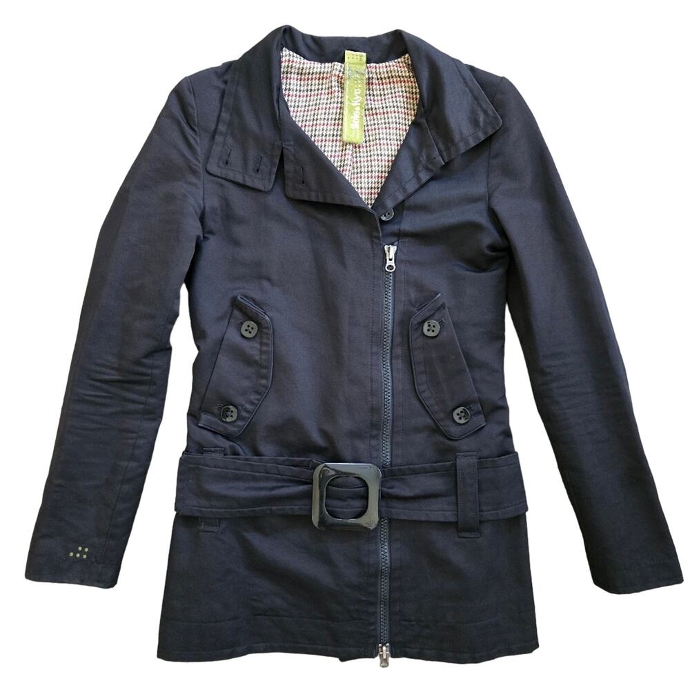 Soia & Kyo Women's Belted Zip Up Jacket Black Size XS